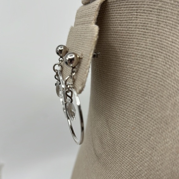 Purely Silver 999 Stud Hoop Earrings with Swarovski Crystals - Picture 3 of 10